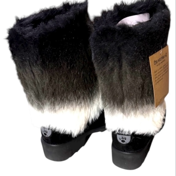 BearPaw Black and White Fur Winter Boots - Picture 3 of 5